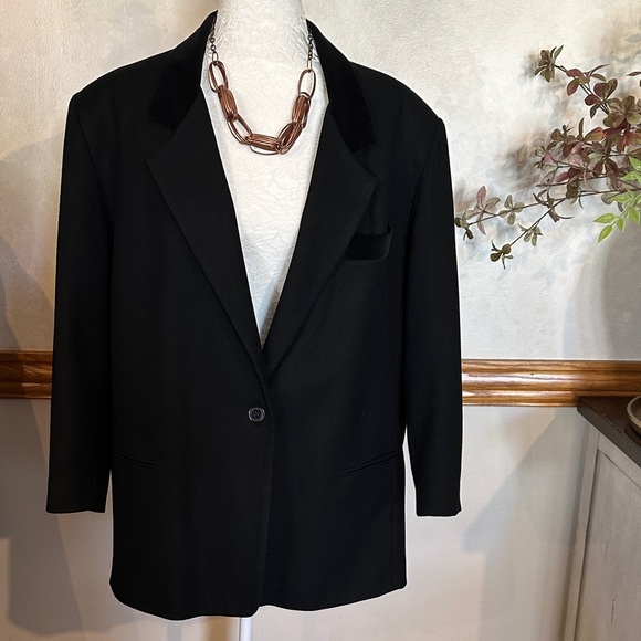 Black 100% wool Classic Black Blazer Made in the USA size 22W - Picture 1 of 9